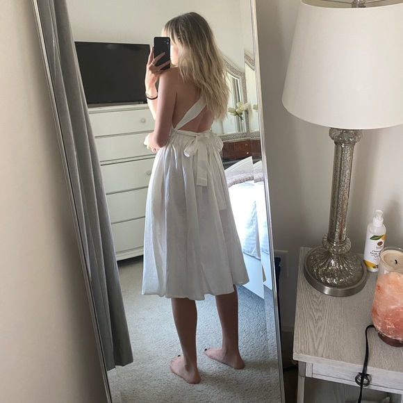 NWOT Isona Linen White Pinafore Midi Dress - Picture 6 of 9